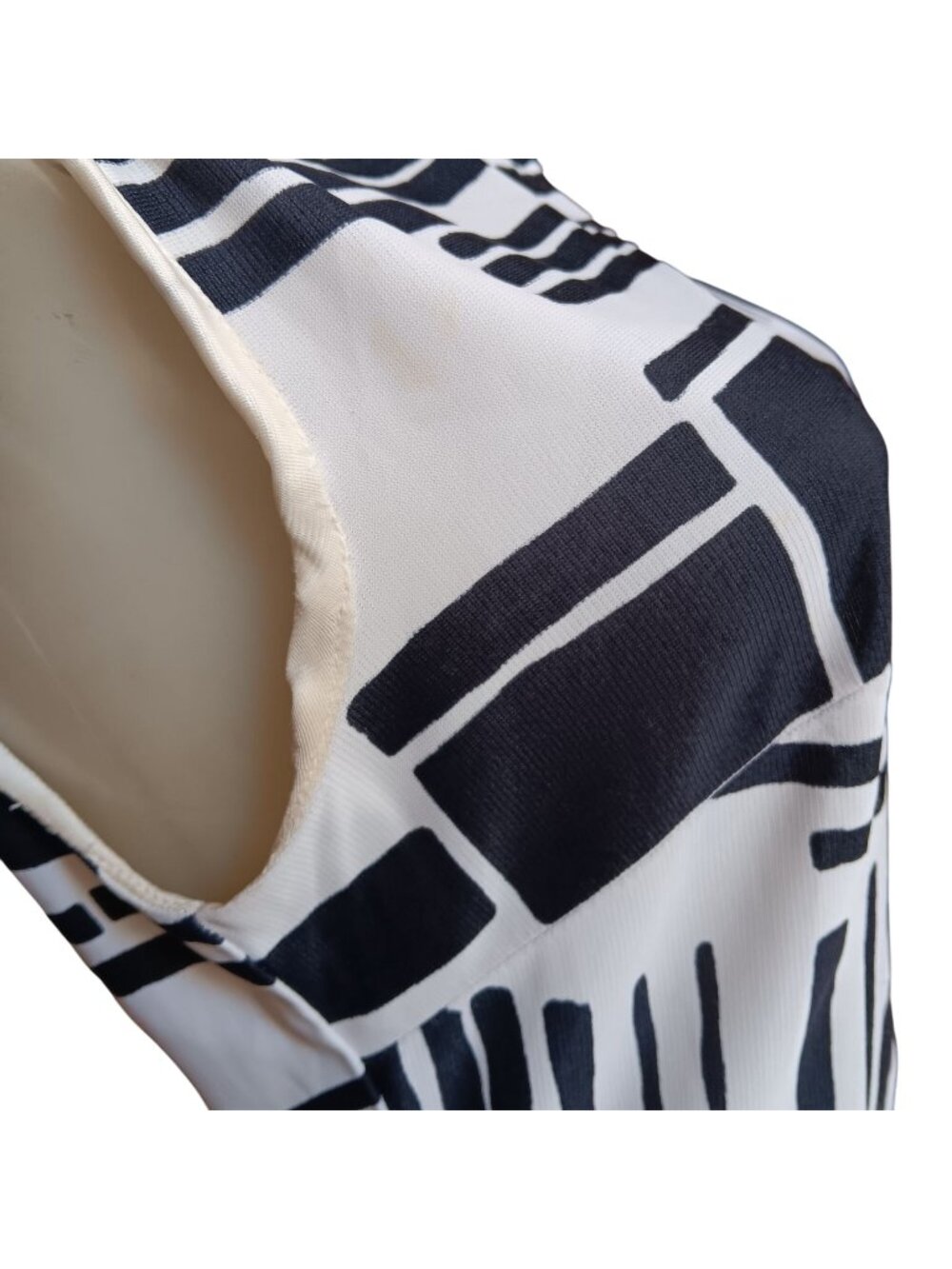 Vintage Jackie-O Dress 6/8 Small 60's Mod Geometric Print Sleeveless Sheath Mod - Picture 5 of 7